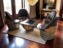 Whiskey & Wine Barrel Coffee Table Set — 4 Chairs