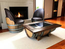 Whiskey & Wine Barrel Coffee Table — Glass Top, Hidden Storage