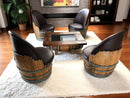 Whiskey & Wine Barrel Coffee Table — Glass Top, Hidden Storage