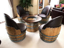 Whiskey & Wine Barrel Coffee Table Set — Full Round Table, 4 Chairs