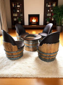 Whiskey & Wine Barrel Coffee Table Set — Full Round Table, 4 Chairs