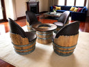Whiskey & Wine Barrel Coffee Table Set — Full Round Table, 4 Chairs