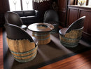 Whiskey & Wine Barrel Coffee Table Set — Full Round Table, 4 Chairs