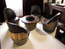 Whiskey & Wine Barrel Coffee Table Set — Full Round Table, 4 Chairs