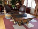 Whiskey & Wine Barrel Coffee Table — Glass Top, Hidden Storage