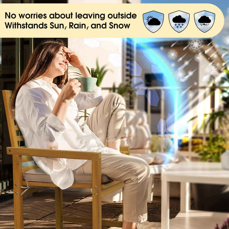 Tranquillo Solara Acacia Wood Outdoor Chairs Set of 2 with Cushions for Stylish Outdoor Seating