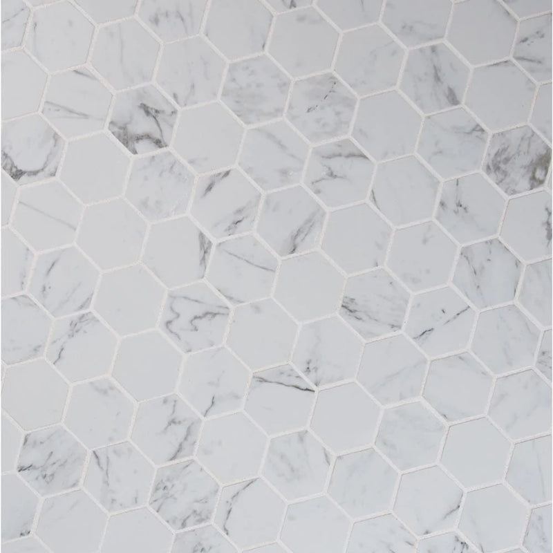 MSI Carrara 2" Hexagon Mosaic Porcelain Wall and Floor Tile