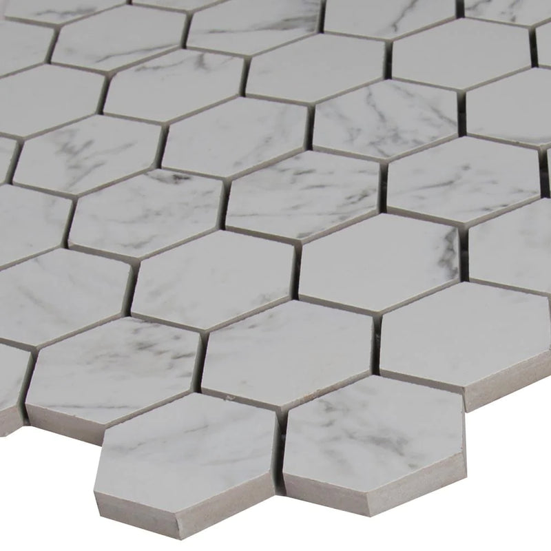 MSI Carrara 2" Hexagon Mosaic Porcelain Wall and Floor Tile