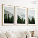 Green Mountain Forest 3 Piece Wall Art. Foggy Nordic Nature by Wall Art Set