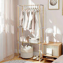 Pine Wood Clothes Rack with 2-Tier Open Storage Shelf for Hanging Clothes-Gray by LJGDeals