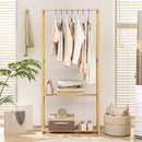 Pine Wood Clothes Rack with 2-Tier Open Storage Shelf for Hanging Clothes-Gray by LJGDeals