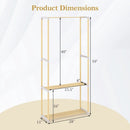 Pine Wood Clothes Rack with 2-Tier Open Storage Shelf for Hanging Clothes-Gray by LJGDeals