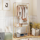 Pine Wood Clothes Rack with 2-Tier Open Storage Shelf for Hanging Clothes-Gray by LJGDeals