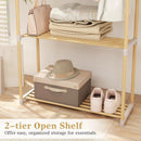 Pine Wood Clothes Rack with 2-Tier Open Storage Shelf for Hanging Clothes-Gray by LJGDeals