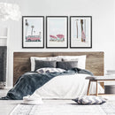 Girl's Nursery Beach Wall Art. Pink Surfboard, Bus, Umbrella by Wall Art Set