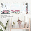 Girl's Nursery Beach Wall Art. Pink Surfboard, Bus, Umbrella by Wall Art Set