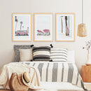 Girl's Nursery Beach Wall Art. Pink Surfboard, Bus, Umbrella by Wall Art Set