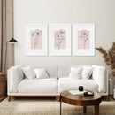 Pink Wall Art Set Of 3 Botanical Modern Decor by Wall Art Set