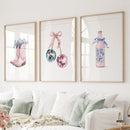 Cherries Disco Ball Preppy Pink Wall Art Prints by Wall Art Set