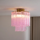Pink Glass Tubes Murano Ceiling Lamp