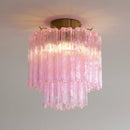 Pink Glass Tubes Murano Ceiling Lamp