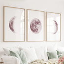 Moon Phases. Pink Wall Art Set for Girl's Nursery by Wall Art Set