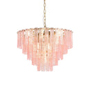 Pink Ridged Glass Rectangle Chandelier