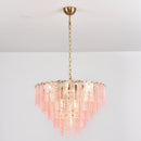 Pink Ridged Glass Rectangle Chandelier