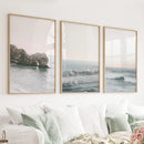 Pink Ocean Sunset Wall Art. Rock, Waves by Wall Art Set