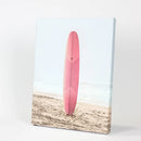 Pink Surfboard on a Sandy Beach Print. California Summer by Wall Art Set
