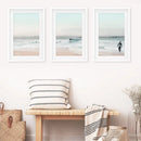 Ocean Beach Surf Prints. Turquoise and Pink Tones Wall Art by Wall Art Set