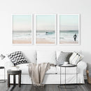 Ocean Beach Surf Prints. Turquoise and Pink Tones Wall Art by Wall Art Set