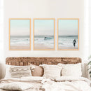 Ocean Beach Surf Prints. Turquoise and Pink Tones Wall Art by Wall Art Set