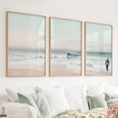 Ocean Beach Surf Prints. Turquoise and Pink Tones Wall Art by Wall Art Set