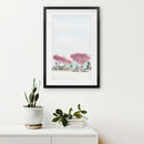 Pink Umbrella Wall Art Print. Summer Beach Theme by Wall Art Set