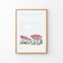 Pink Umbrella Wall Art Print. Summer Beach Theme by Wall Art Set