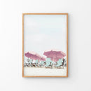Pink Umbrella Wall Art Print. Summer Beach Theme by Wall Art Set