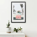 Pink Vintage Van Print. Tropical Summer Surfing Wall Art by Wall Art Set
