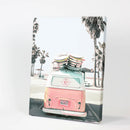 Pink Vintage Van Print. Tropical Summer Surfing Wall Art by Wall Art Set
