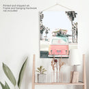 Pink Vintage Van Print. Tropical Summer Surfing Wall Art by Wall Art Set