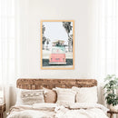 Pink Vintage Van Print. Tropical Summer Surfing Wall Art by Wall Art Set