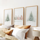 Winter Evergreen Tree Xmas Decor Wall Art Posters by Wall Art Set