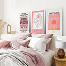 Colorful Pop Art Bright Pink Wall Decor Set by Wall Art Set