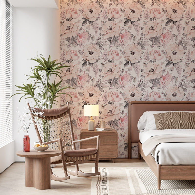 Pink Watercolor Flowers Wallpaper