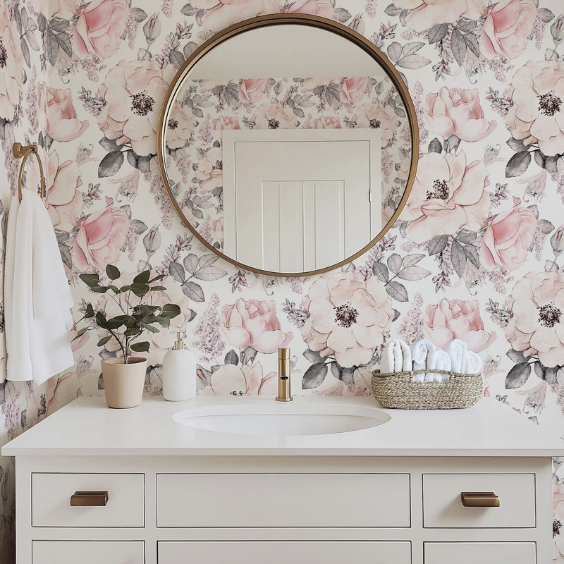 Pink Watercolor Flowers Wallpaper