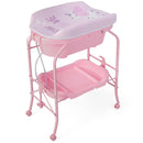 Folding Baby Changing Table with Bathtub and 4 Universal Wheels by LJGDeals