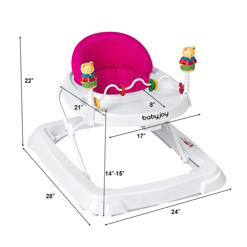 Adjustable Height Removable Folding Portable Baby Walker-Pink, photo 4 of 8