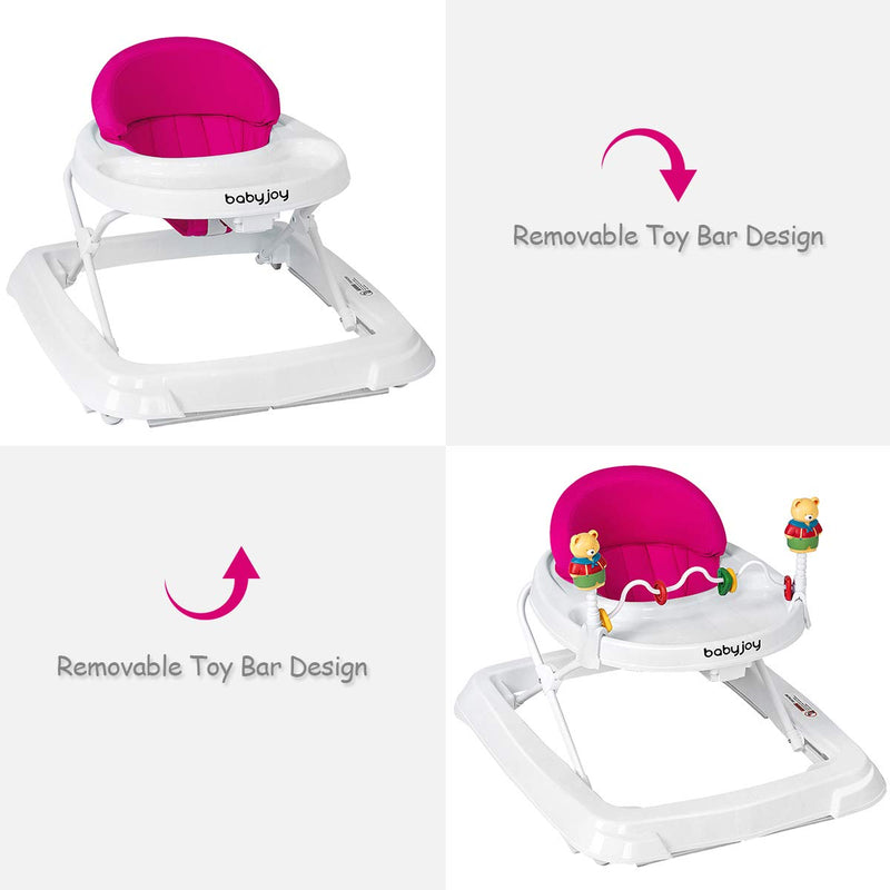 Adjustable Height Removable Folding Portable Baby Walker-Pink, photo 7 of 8
