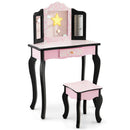 Kid Vanity Set with Tri-Folding Mirror and Leopard Print-Pink by LJGDeals