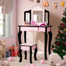 Kid Vanity Set with Tri-Folding Mirror and Leopard Print-Pink by LJGDeals